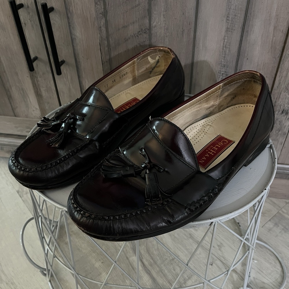 Cole‎ Haan City Loafers 3507 Dark Burgundy Leather Pinch Tassel Size 11 3E